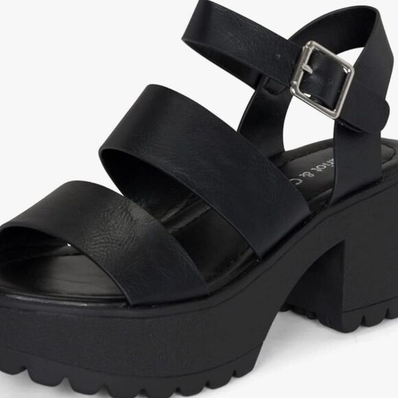 BRAND NEW SODA OPEN-TOE DOUBLE BAND ANKLE BUCKLE BLOCK HEEL PLATFORM SANDAL - Picture 4 of 15